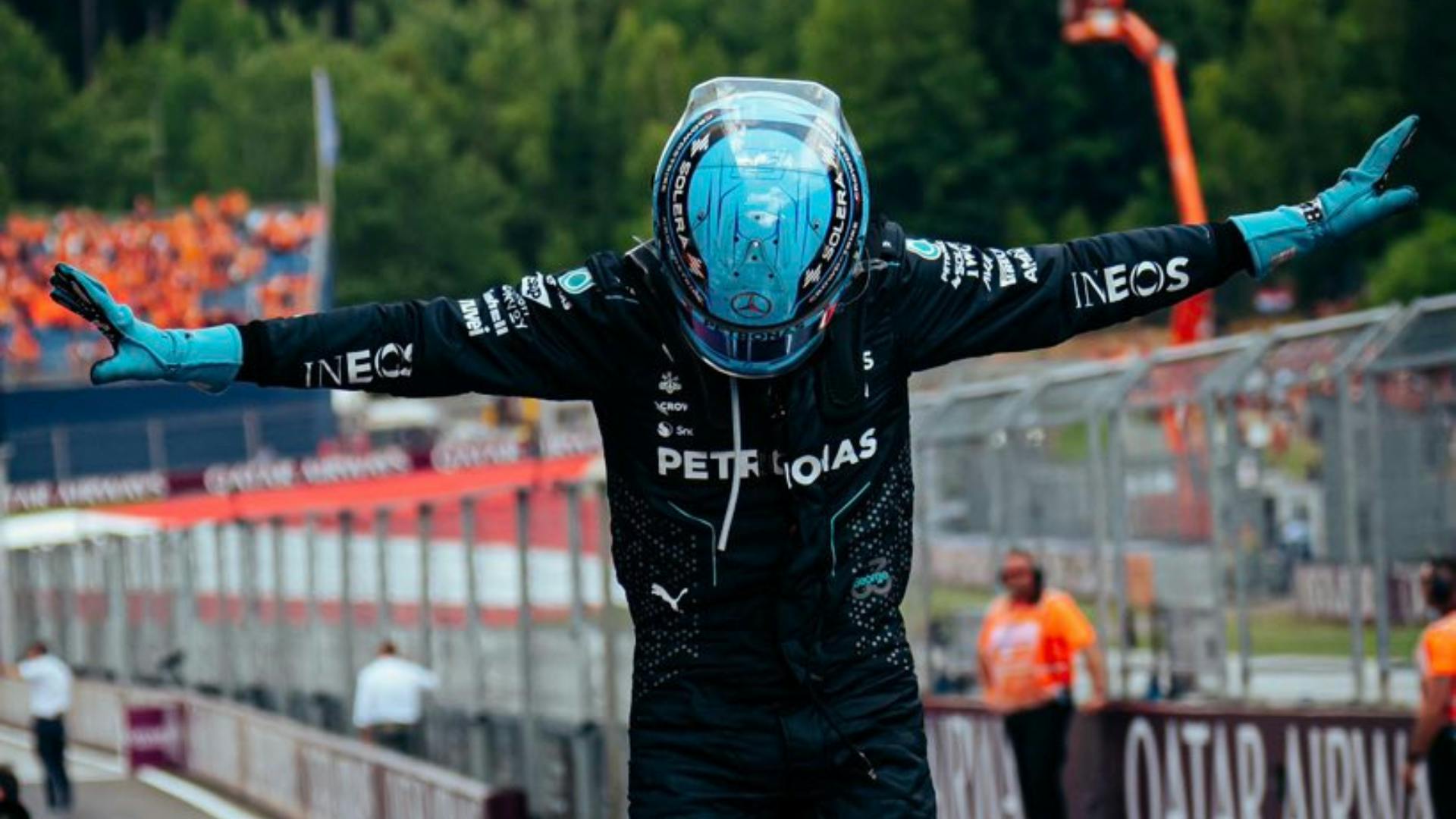 F1: George Russell picks up unlikely win for Mercedes after chaos at Red Bull Ring